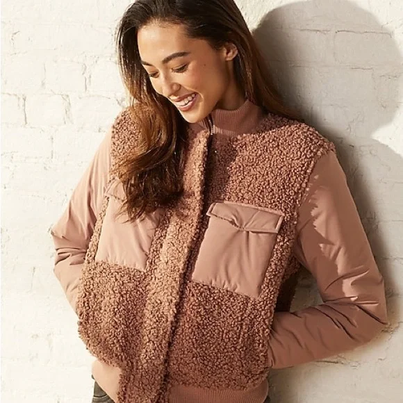 UpWest Pink Sherpa bomber Jacket new no tags UW1 - Picture 3 of 7